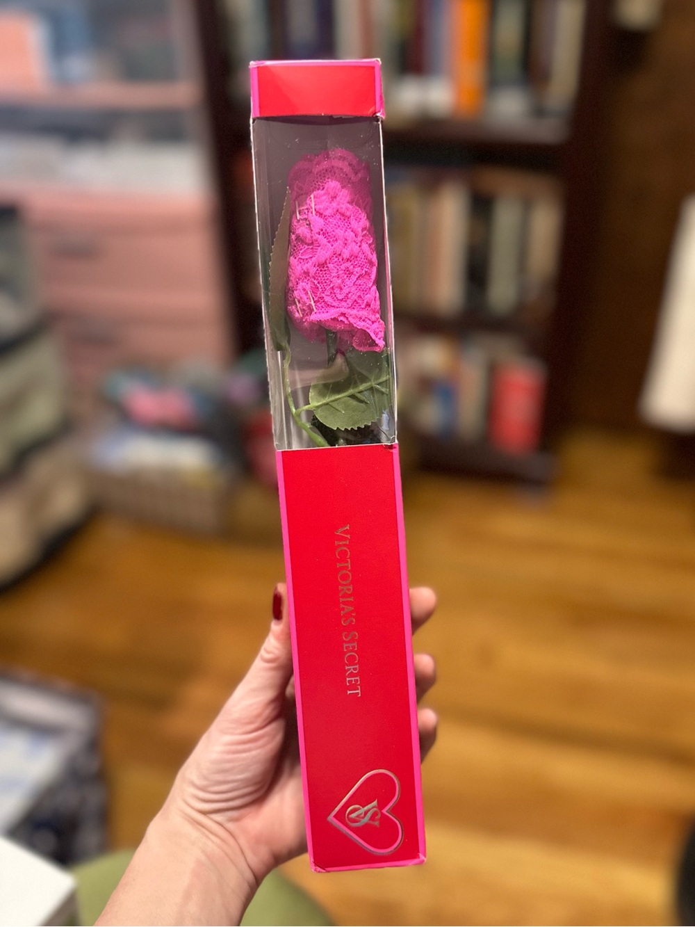 Victoria's Secret Hot Pink Lace Rose Panty in Gift Box